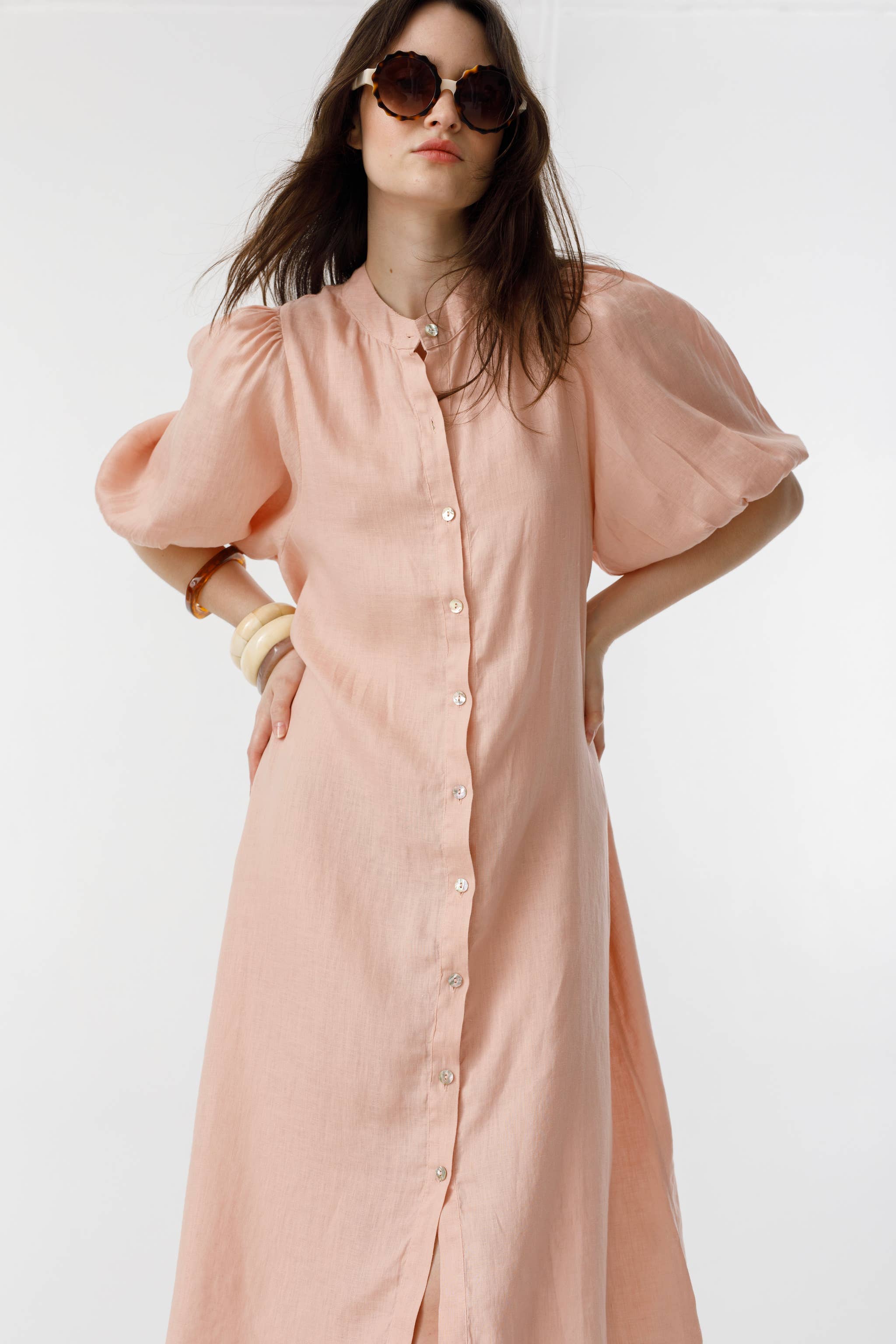 Bubble Linen Dress - multi