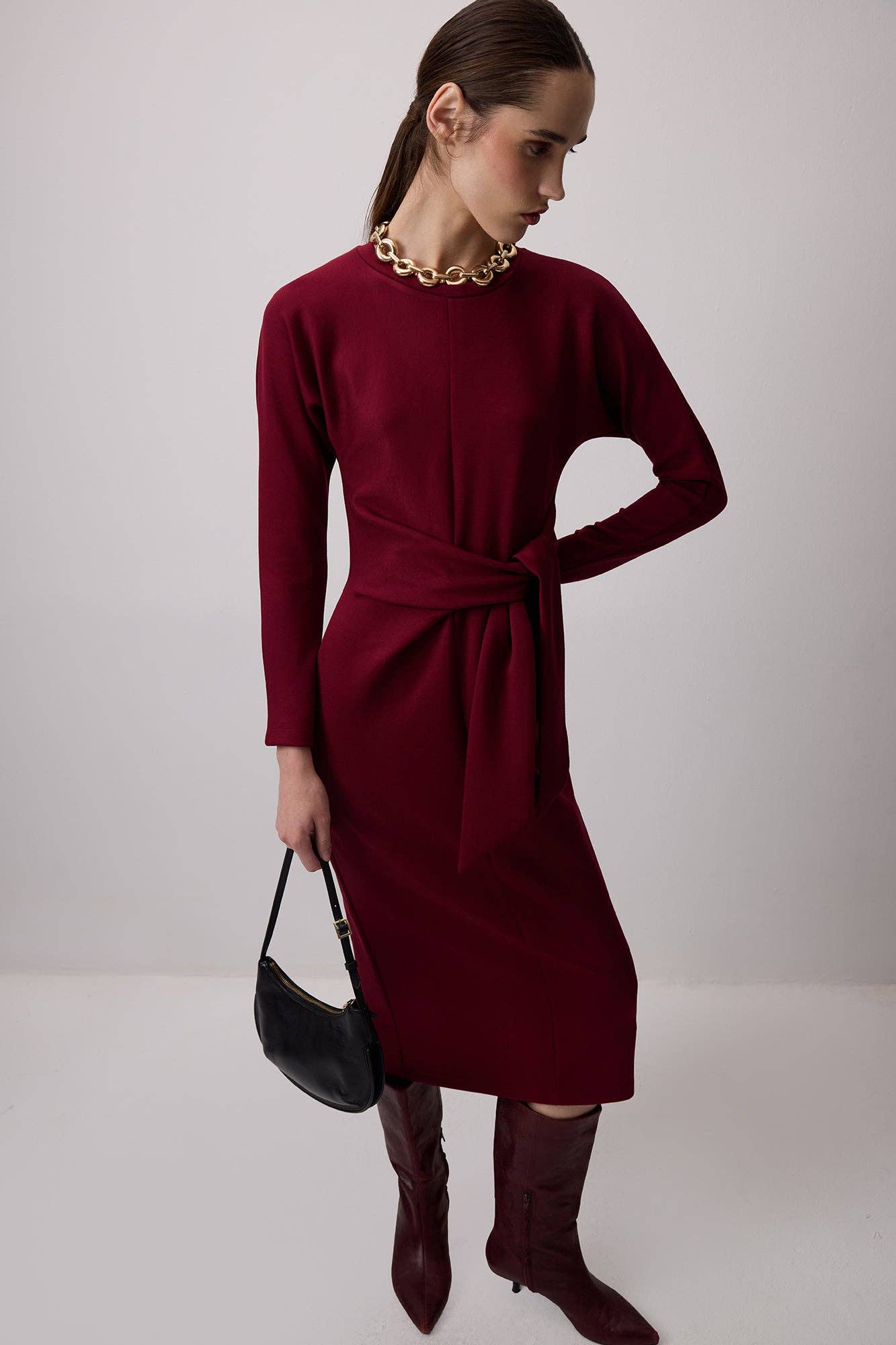 Gracie Tie Dress - Bordeaux