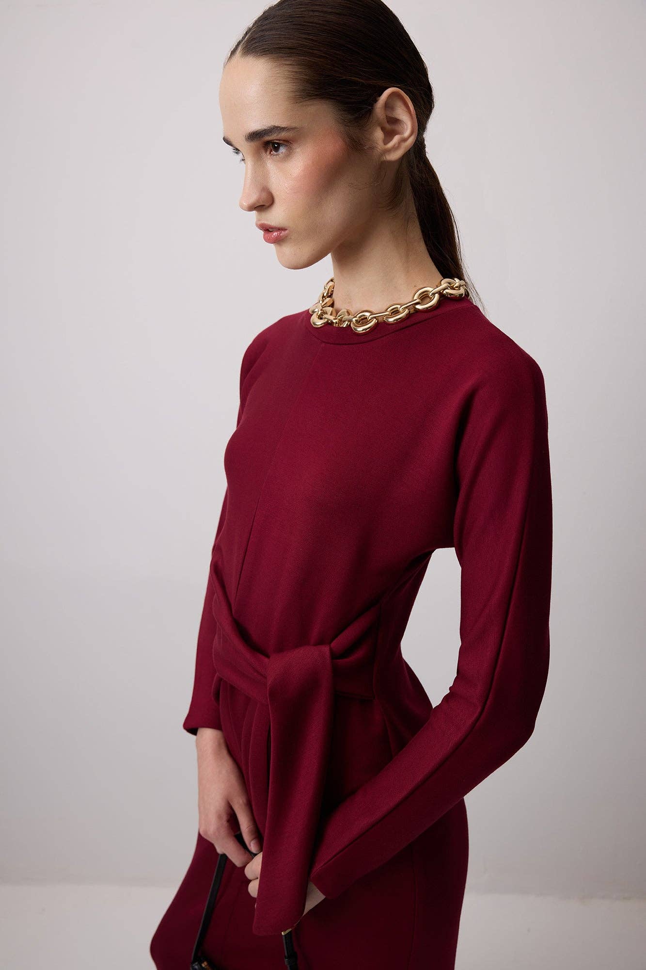 Gracie Tie Dress - Bordeaux
