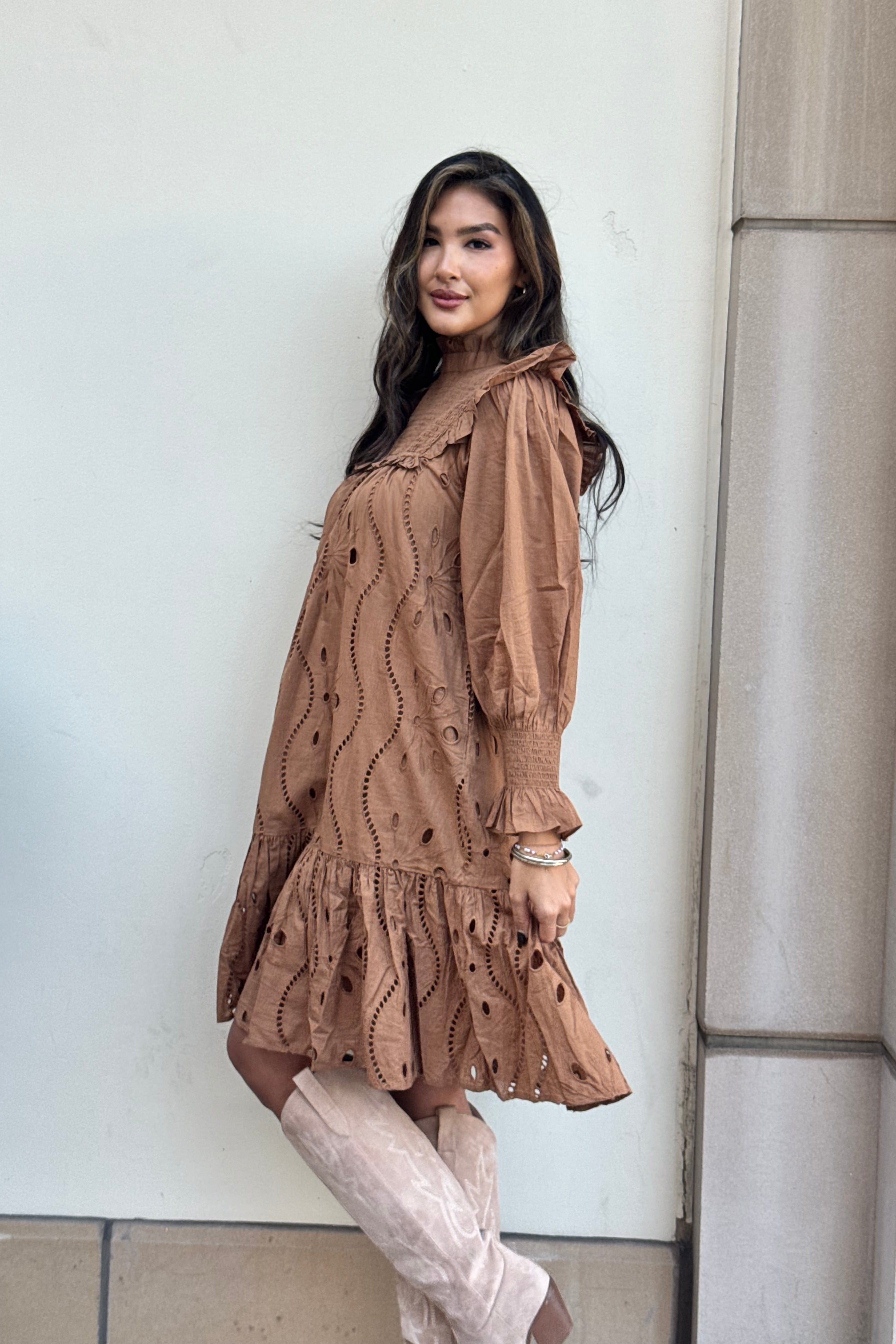 Abigail Frock Dress - Brown