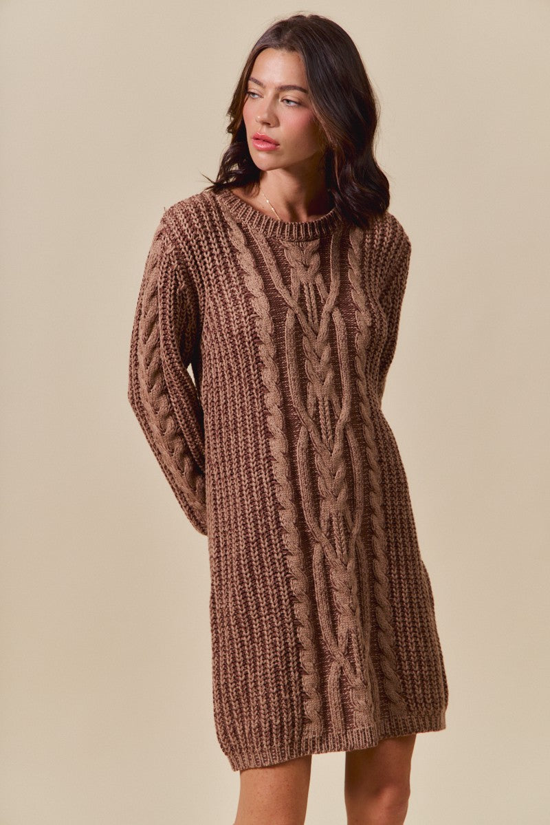 Twill Cableknit Dress