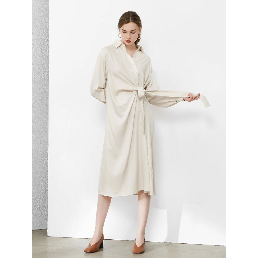 Apricot Knotted Midi Dress