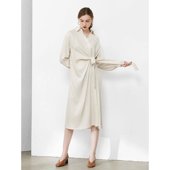 Apricot Knotted Midi Dress
