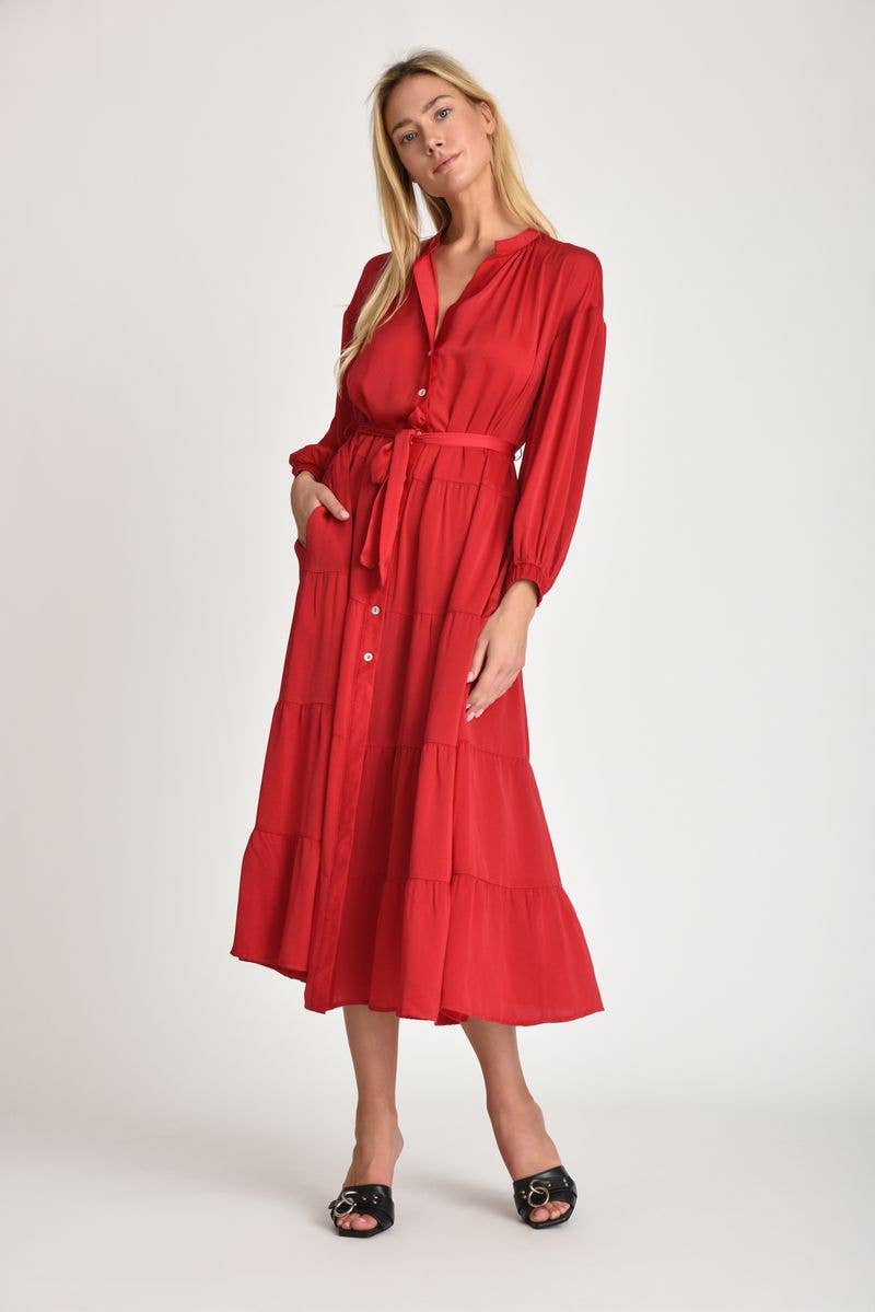 Nona Button Down Dress -  Grey