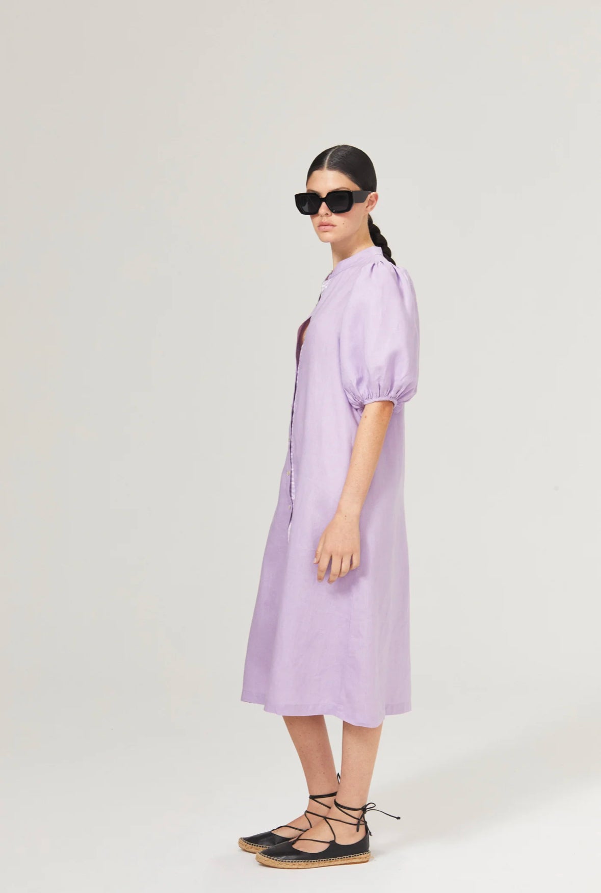 Bubble Linen Dress - Lilac