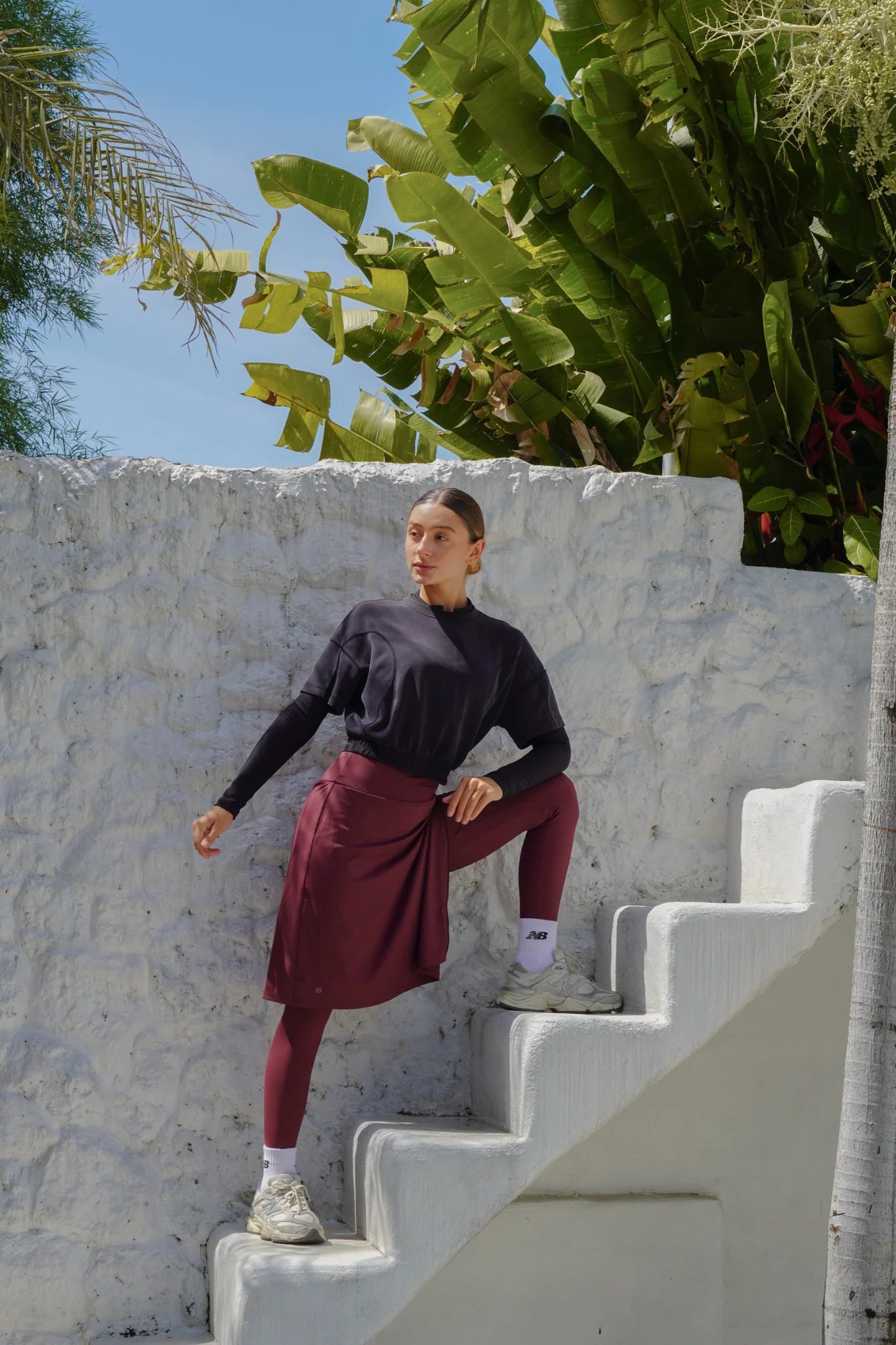 Modest Sport Skirt 22.5” with Integrated Legging - muted wine