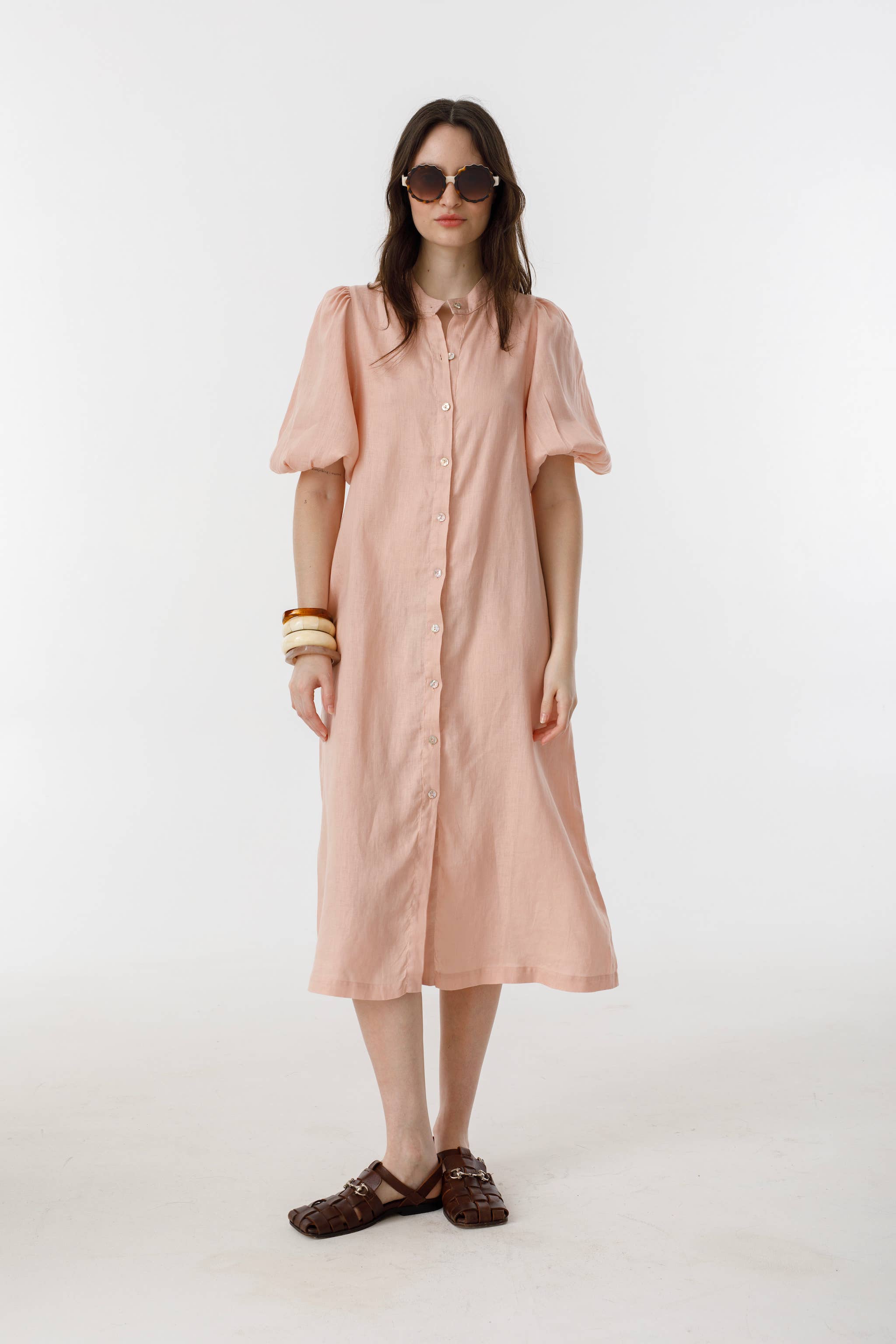 Bubble Linen Dress - multi