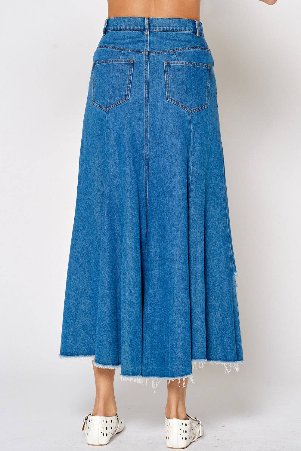Frill Denim Midi Skirt