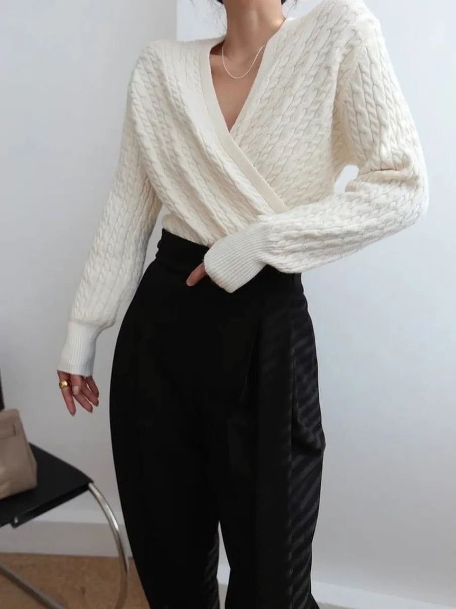 Nelle Cableknit wrap sweater