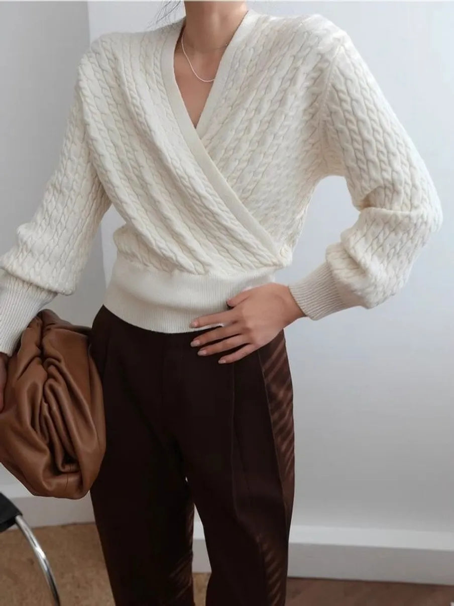 Nelle Cableknit wrap sweater
