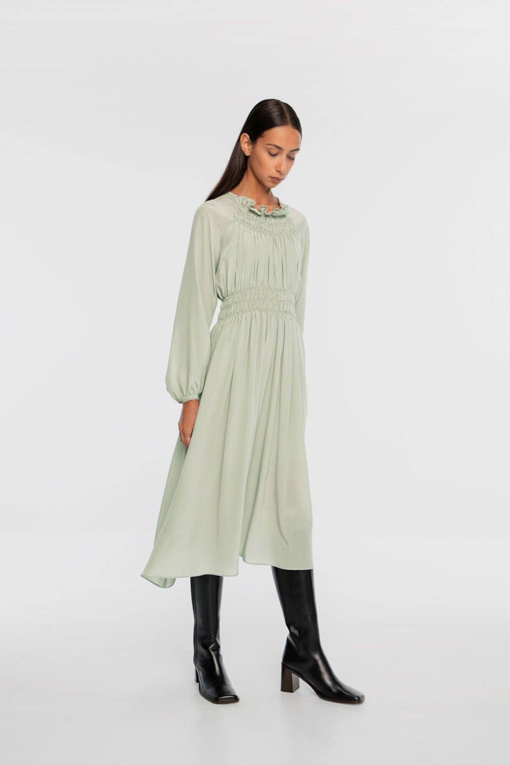 Mia Silk Dress - Sage