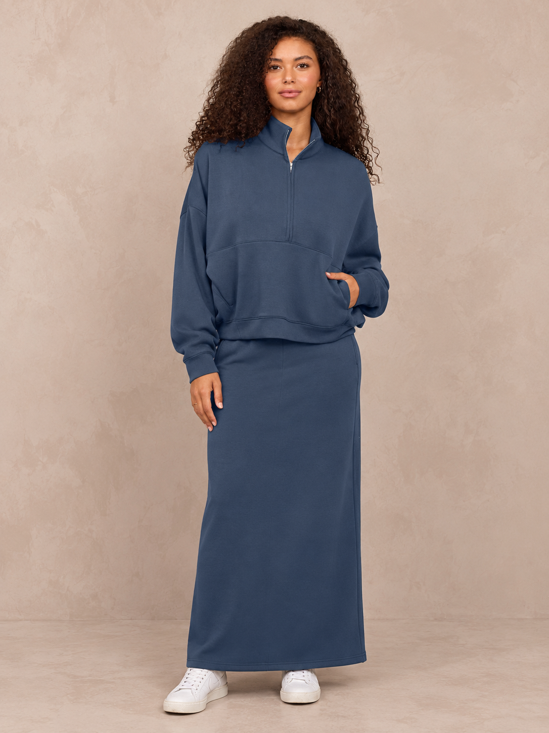 Cloud Quarter Zip Set -  Misty Blue