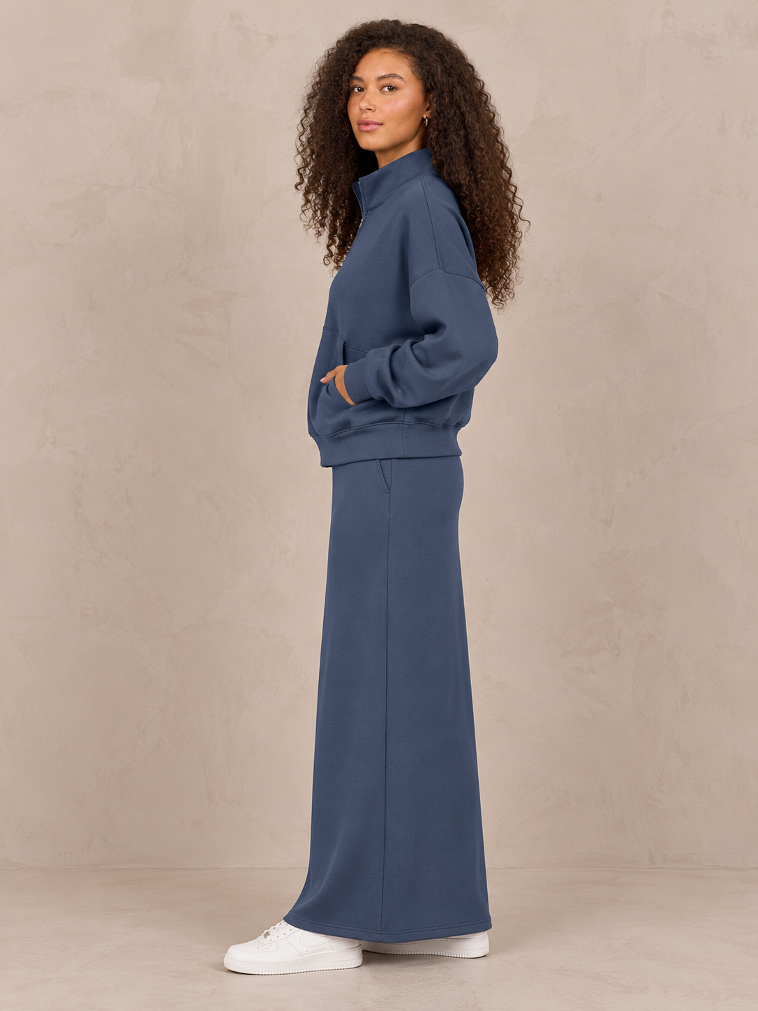 Cloud Quarter Zip Set -  Misty Blue