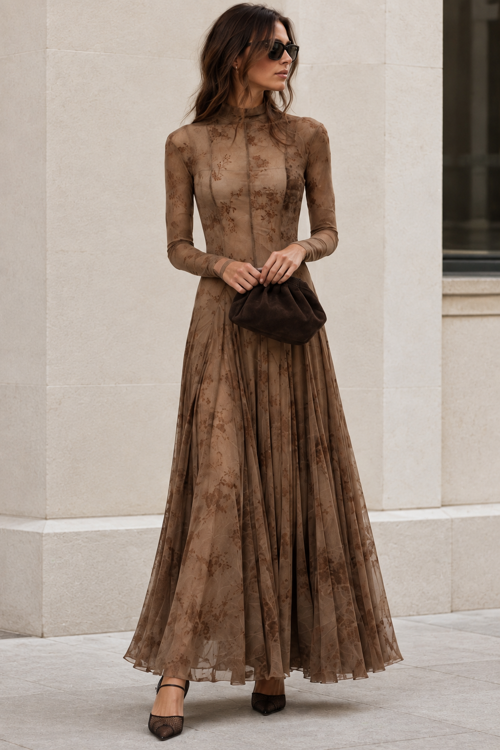 Adrianna brown tulle dress