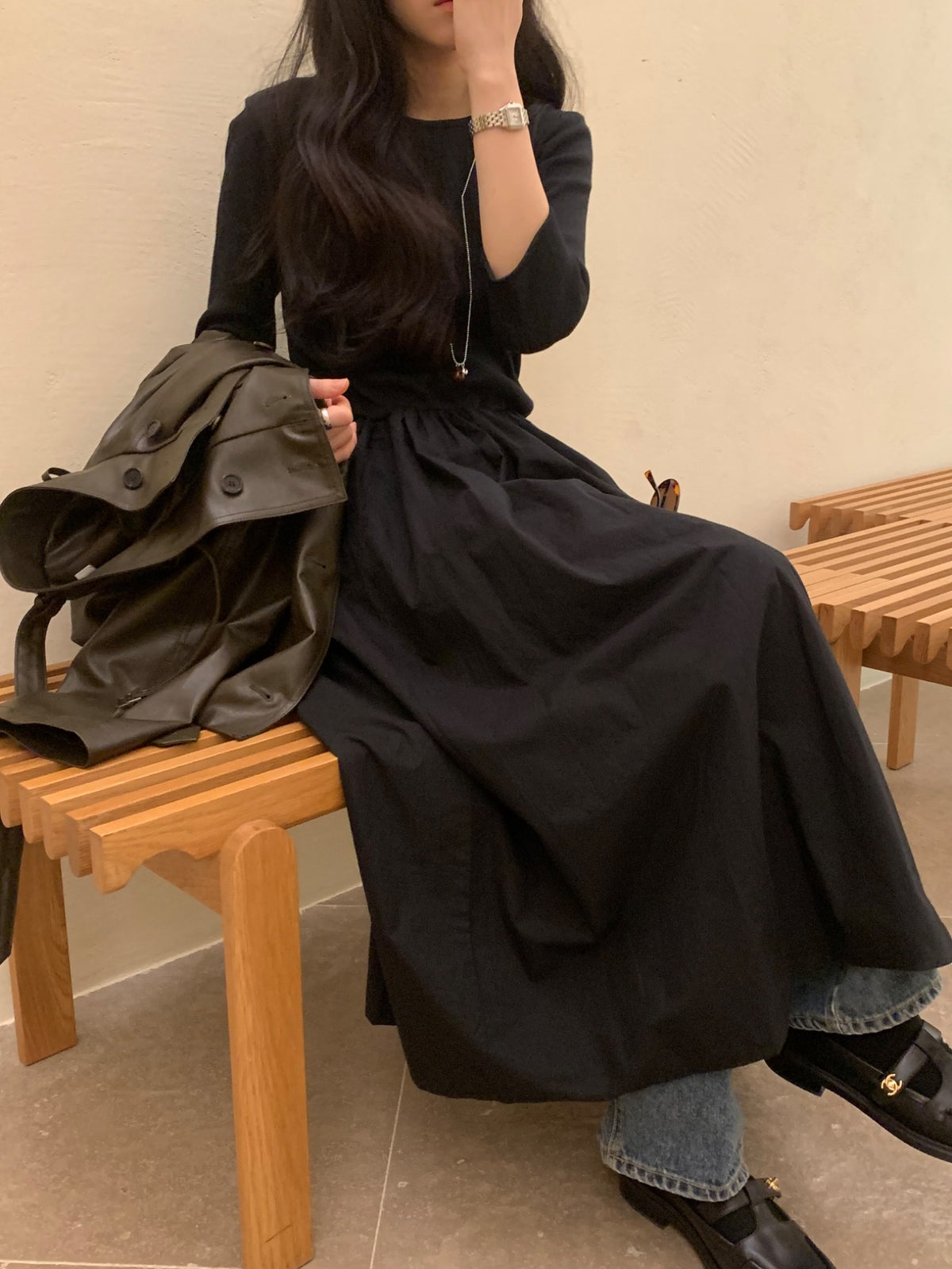 Remi rib Dress Black