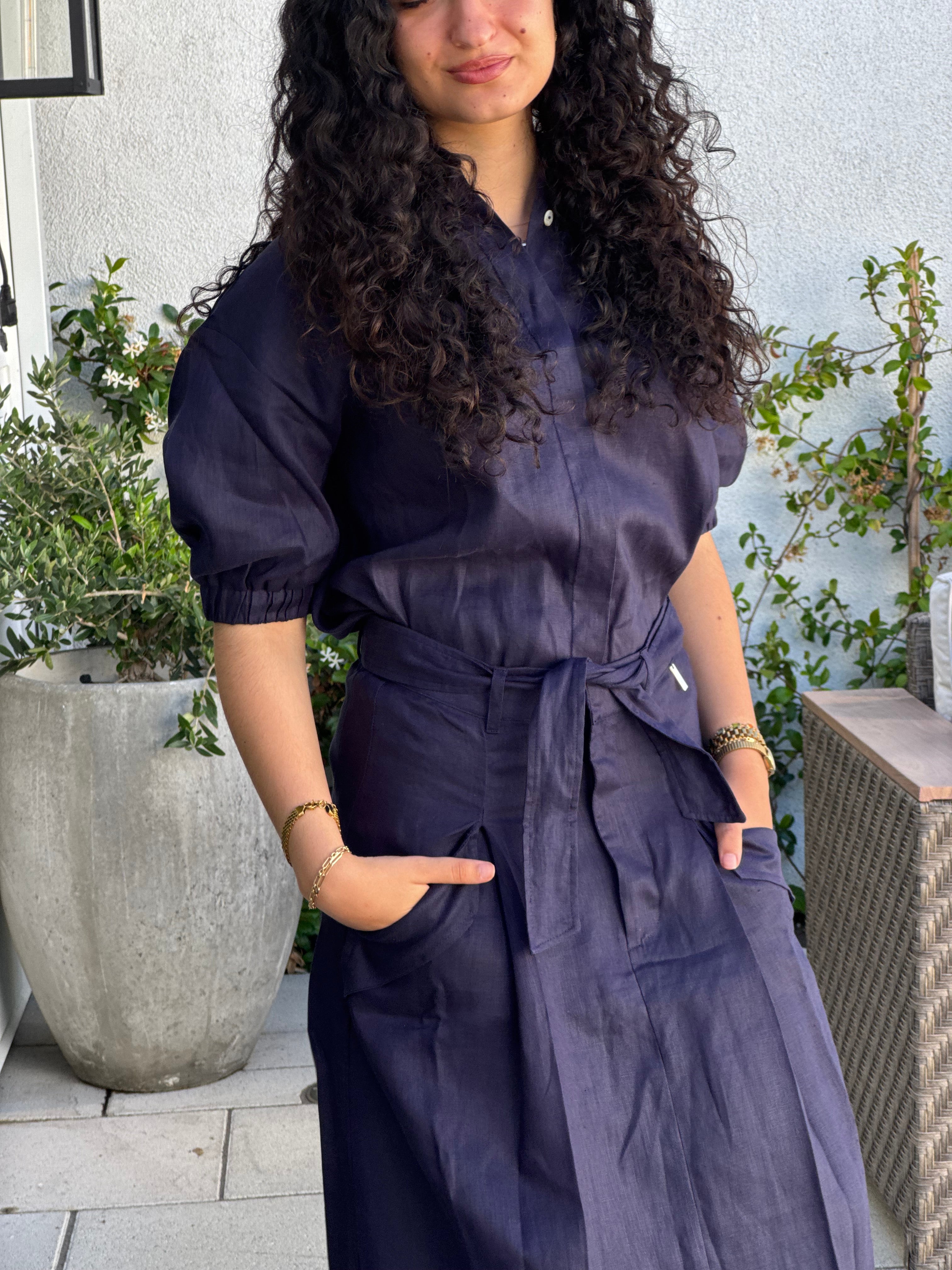Paz Linen Set with Mar Shirt Navy