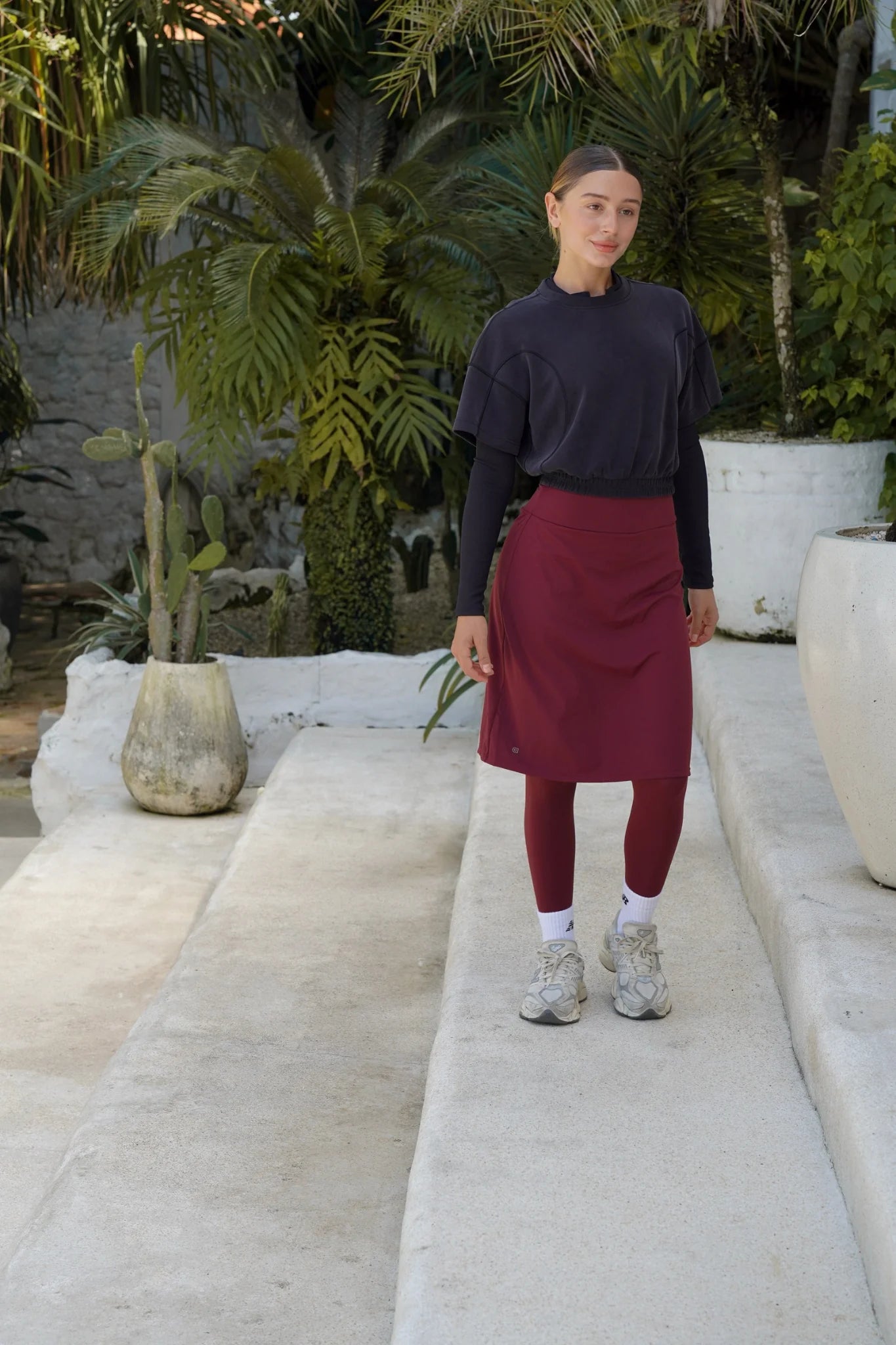 Modest Sport Skirt 22.5” with Integrated Legging - muted wine