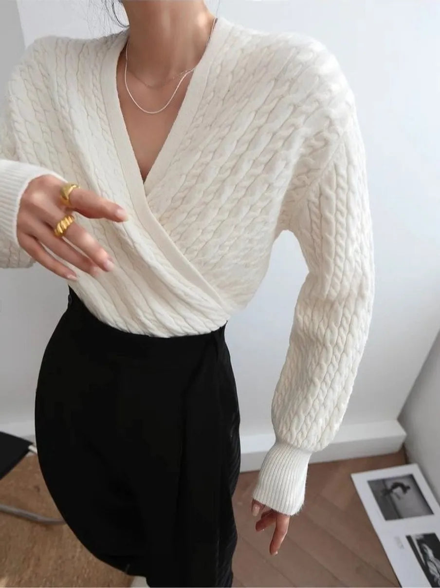 Nelle Cableknit wrap sweater