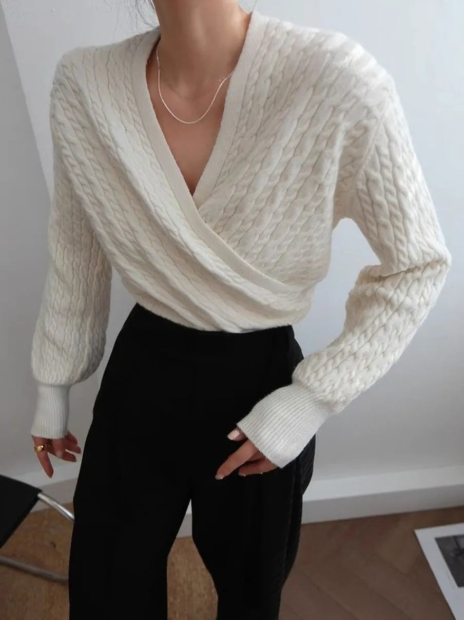 Nelle Cableknit wrap sweater