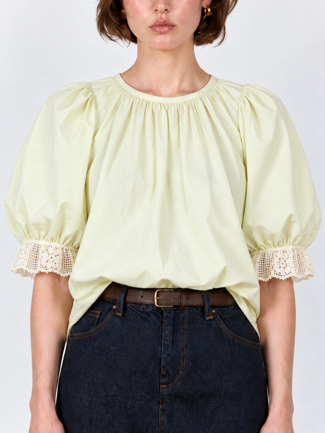 Sylvie Lace-Trim Blouse - butter