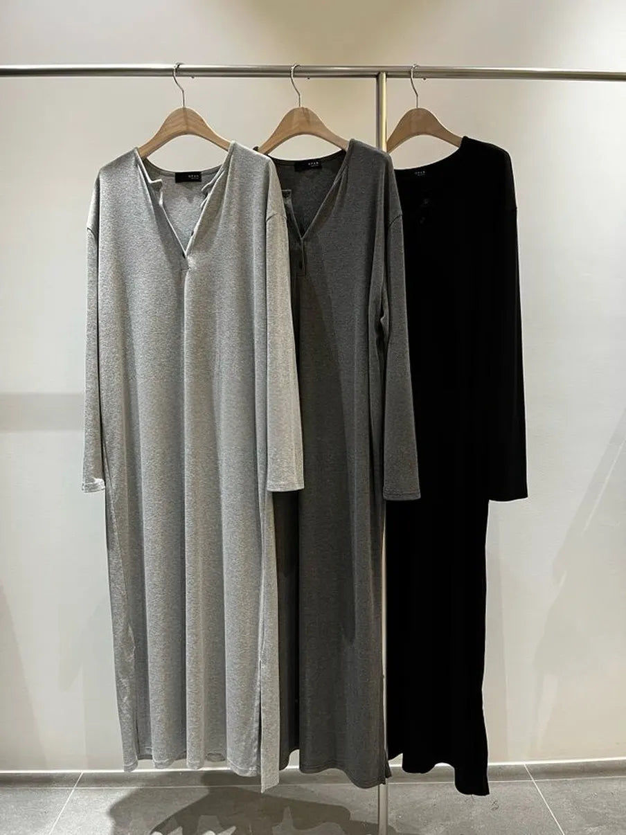 Off Duty Henley Dress - Black