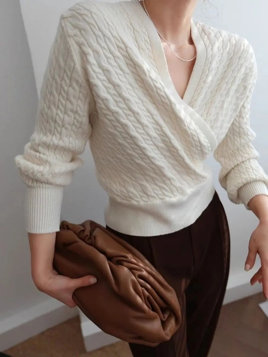 Nelle Cableknit wrap sweater