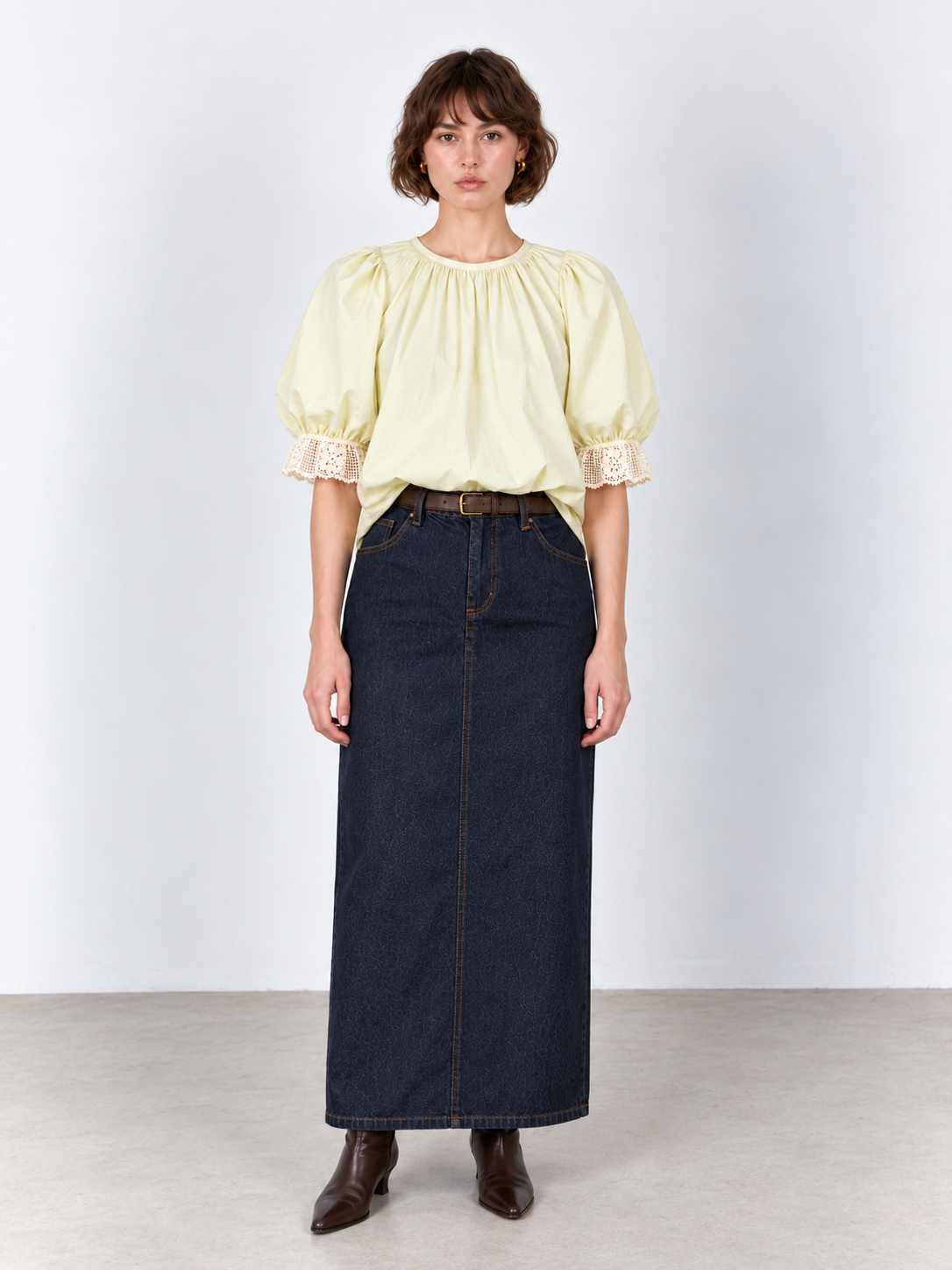 Sylvie Lace-Trim Blouse - butter