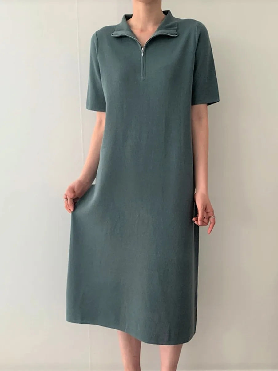 Paola Zip Dress - Eucalyptus