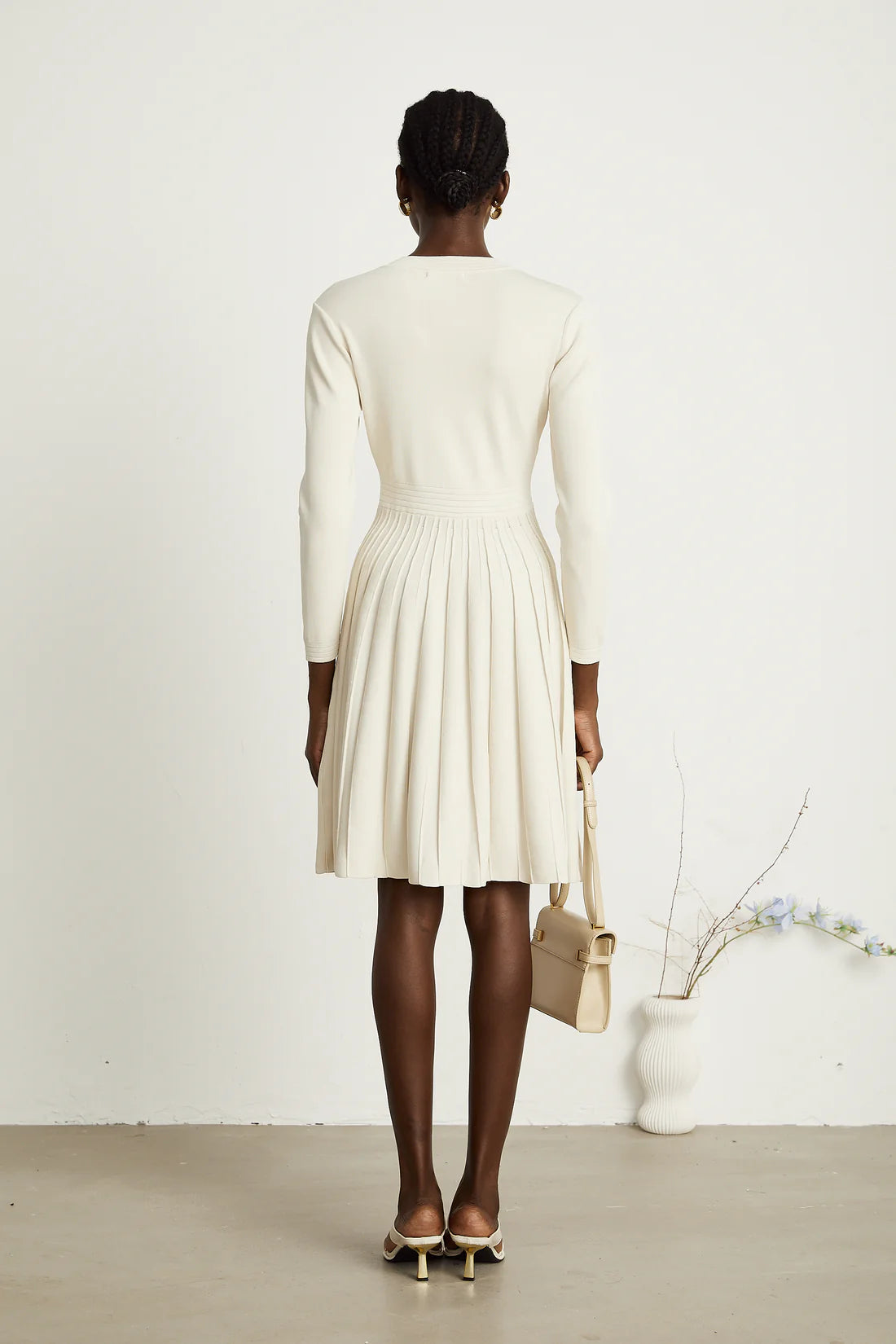 Berg white knitted pleated dress
