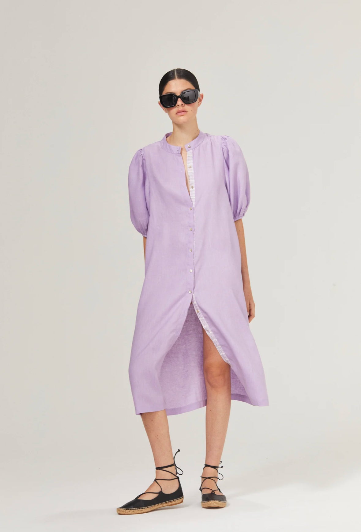 Bubble Linen Dress - Lilac