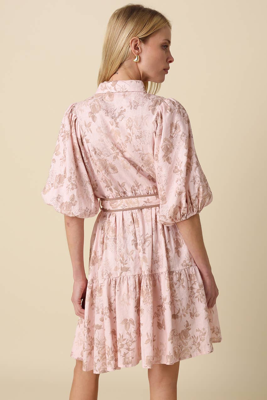 Kianna Floral Belted Shirt Dress