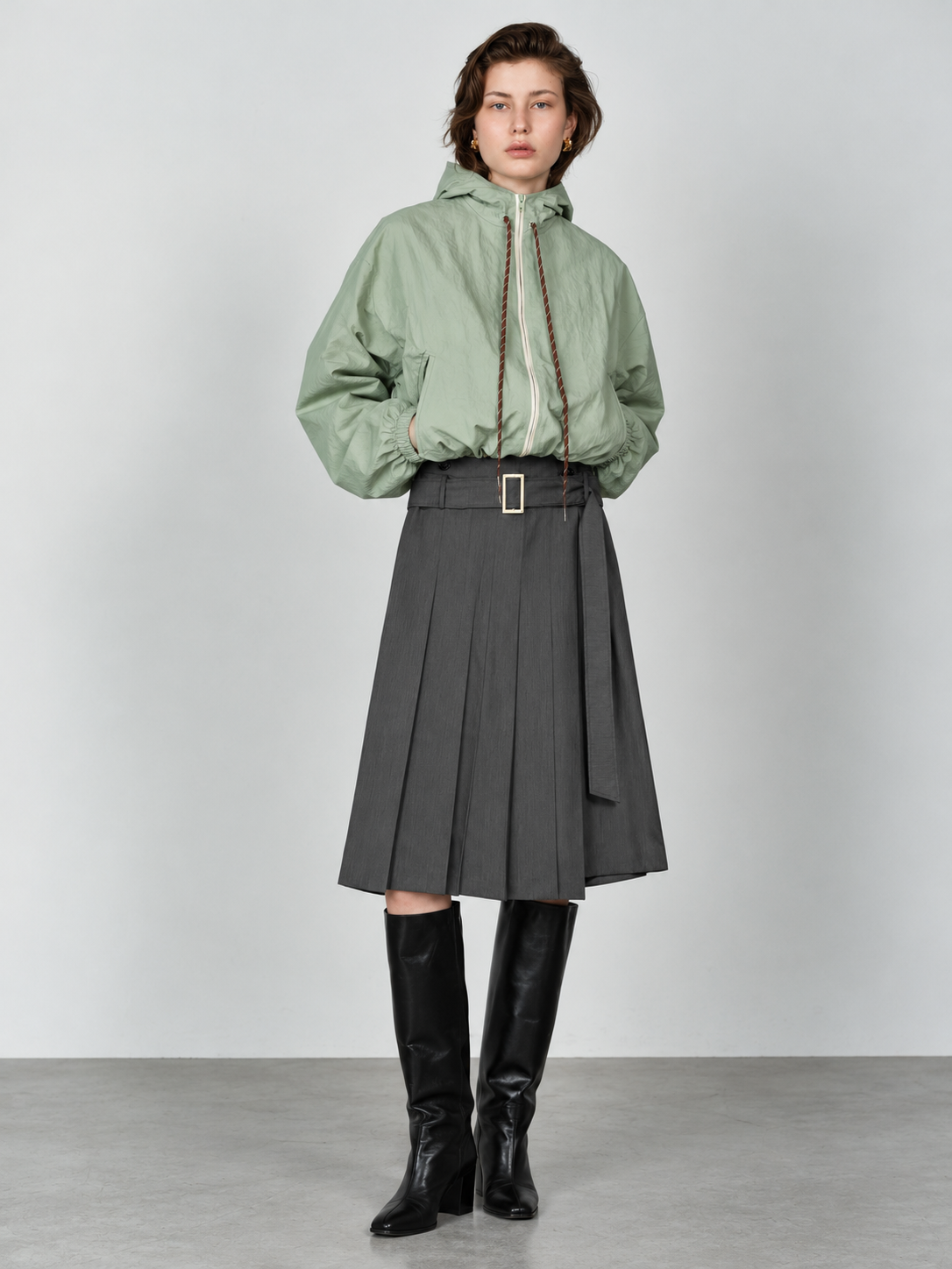 Sutton Belted Skirt Grey