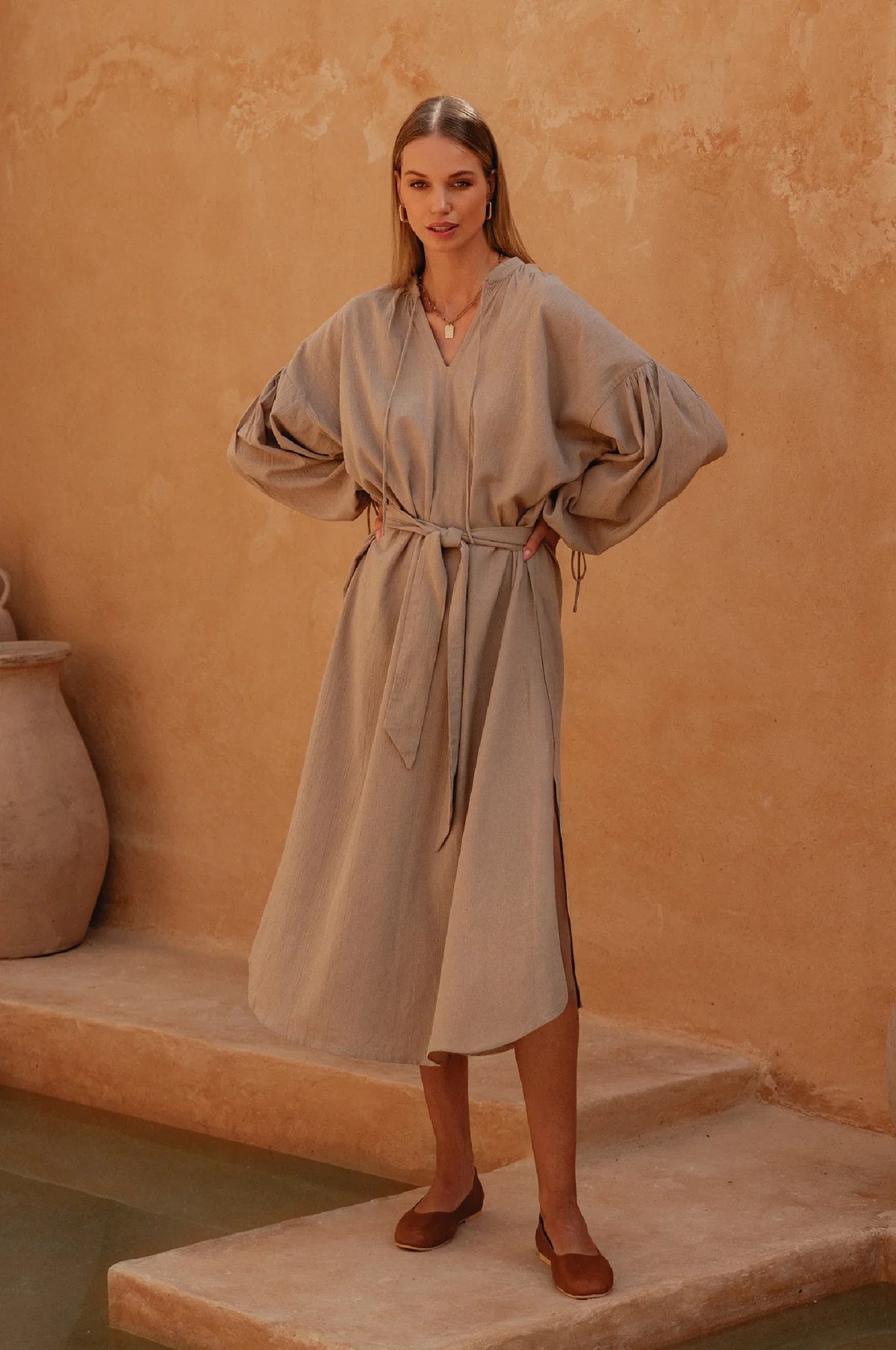 Denise Kimono Dress -  Oatmeal