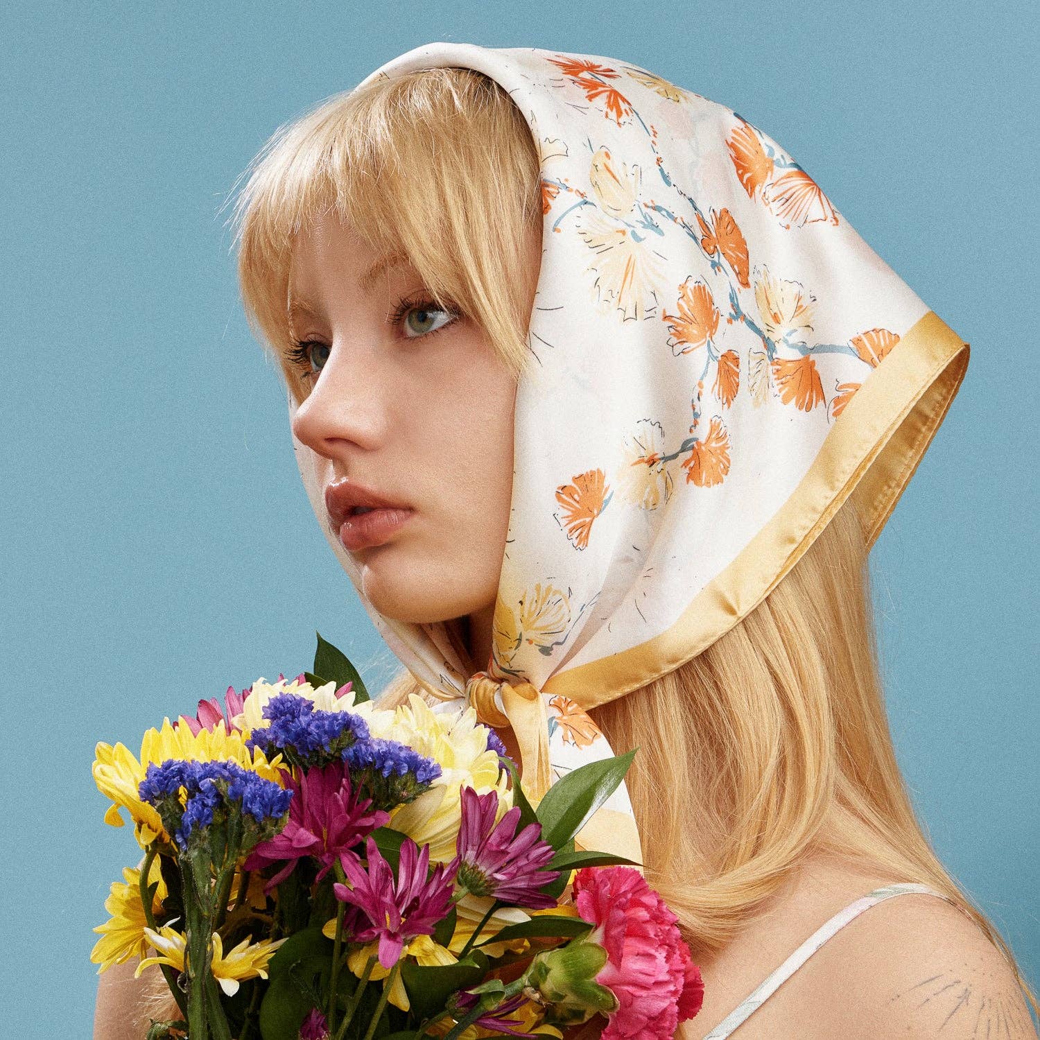 Delicate Floral Square Scarf