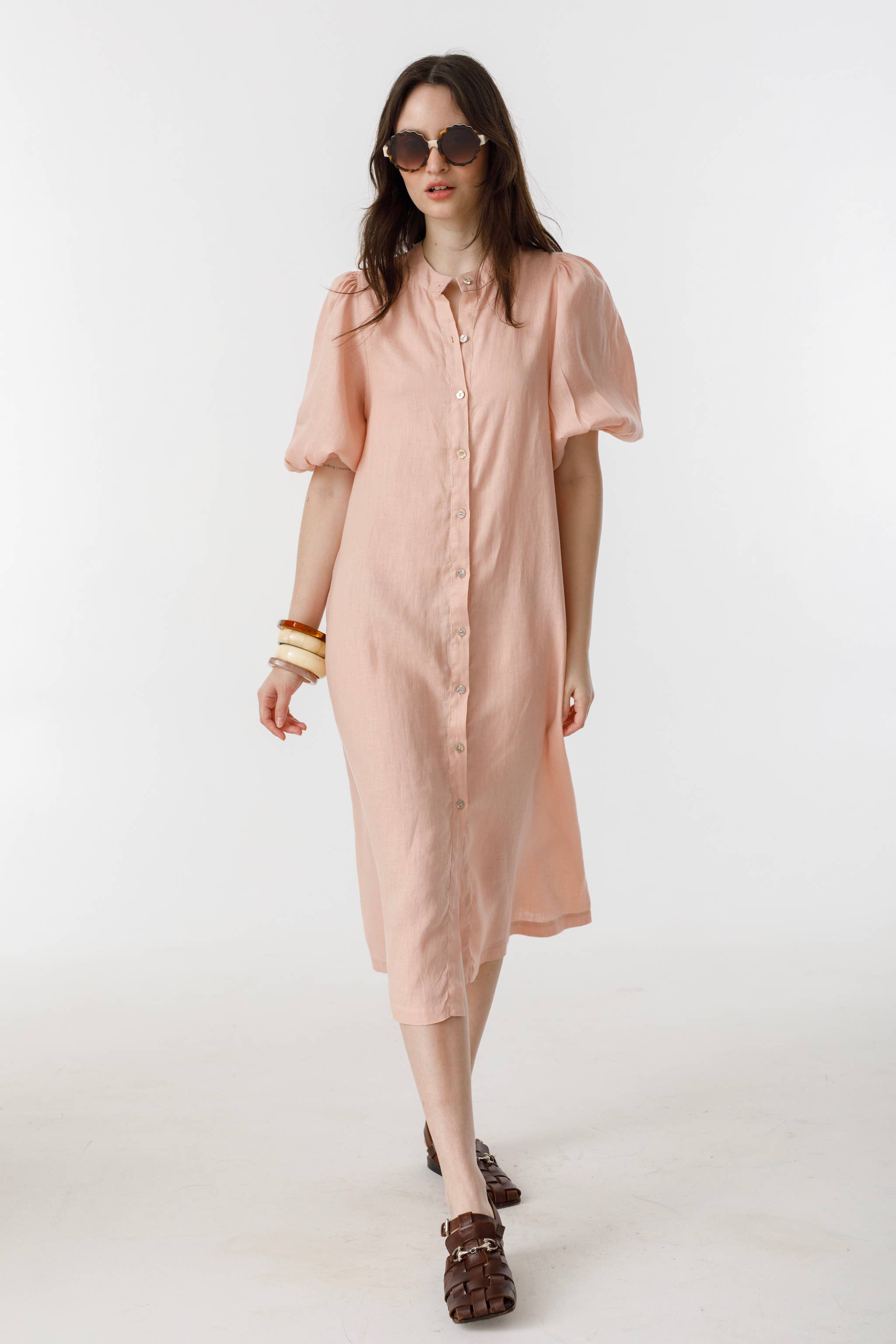 Bubble Linen Dress - multi