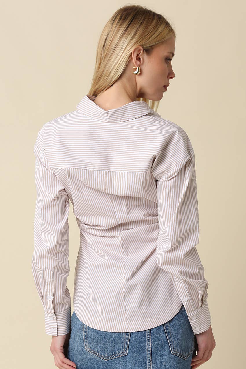 Aisha Striped Cinched Waist Shirt