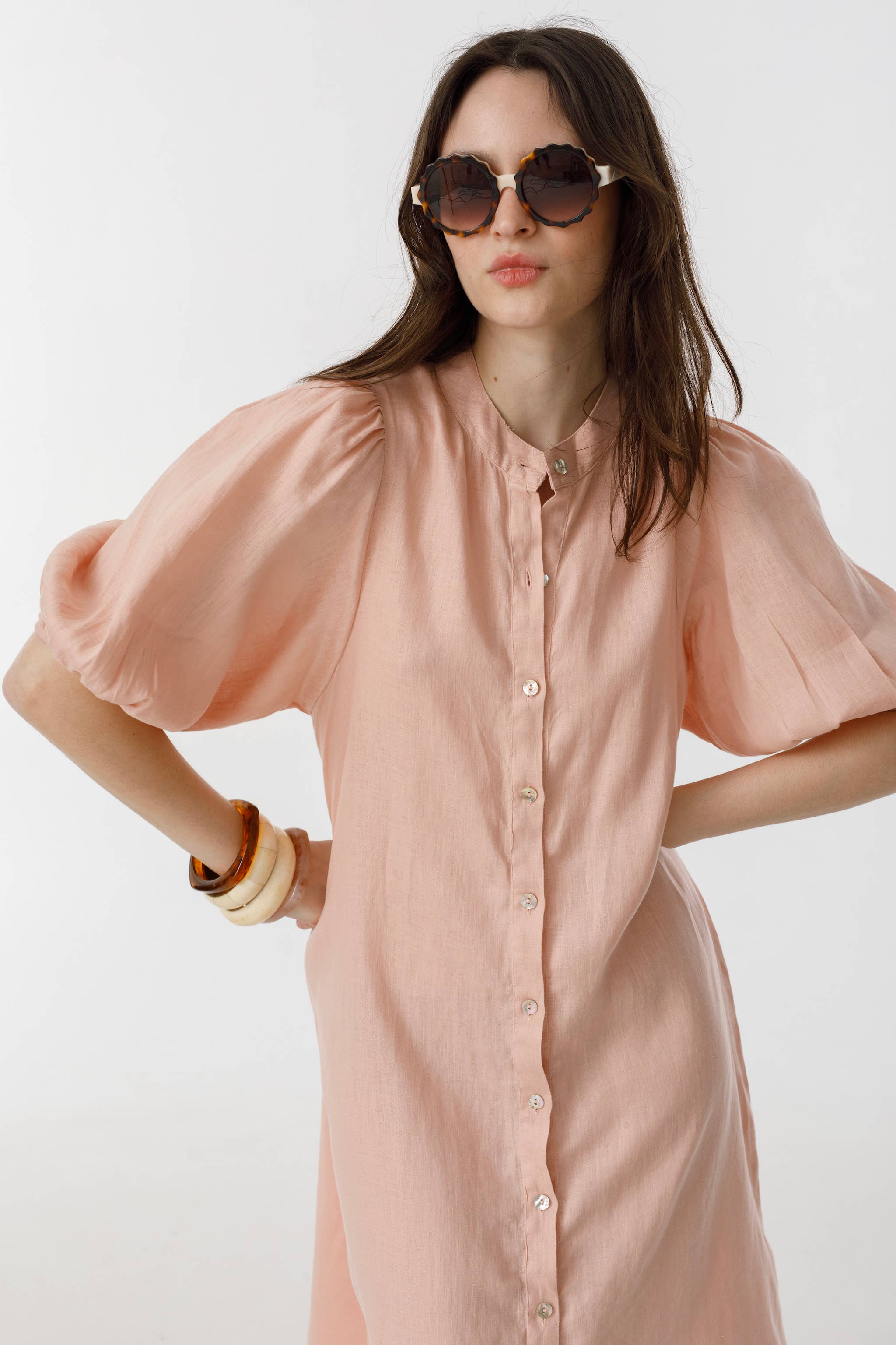 Bubble Linen Dress - multi