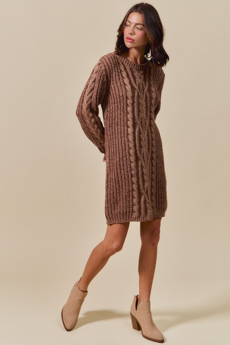 Twill Cableknit Dress