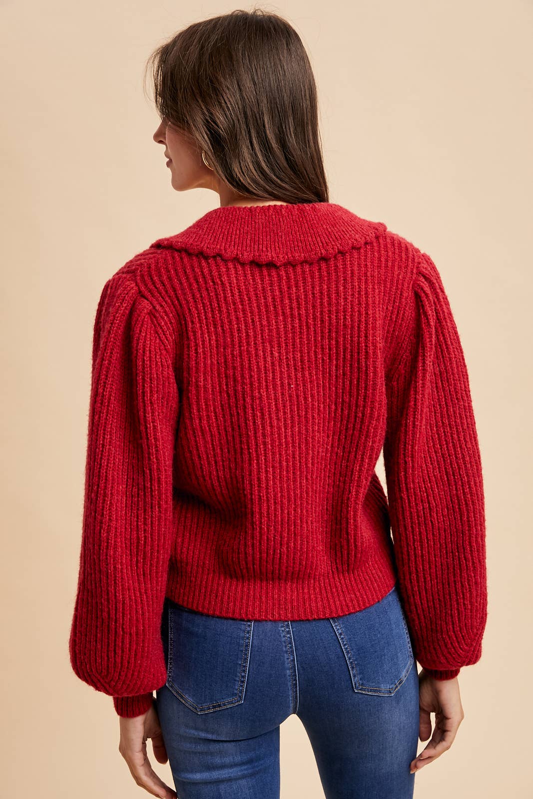 CHUNKY COLLAR KNITTED CARDIGAN: MOCHA MOUSSE / M