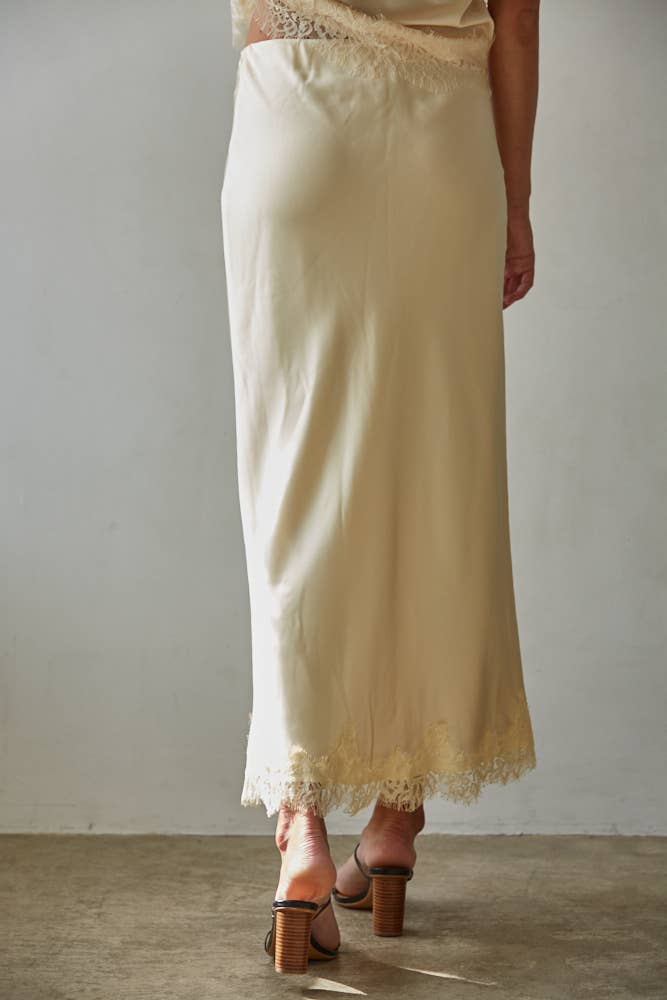 Dusty Lemon Midi Lace Skirt