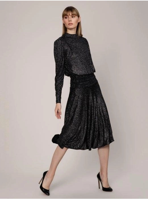 Ruched Midi Glitter Dress