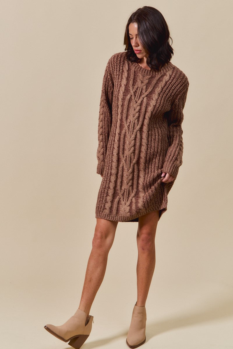 Twill Cableknit Dress