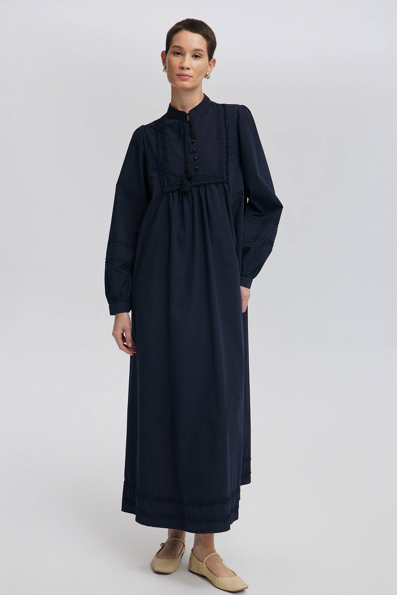 Elle embroidery dress - navy