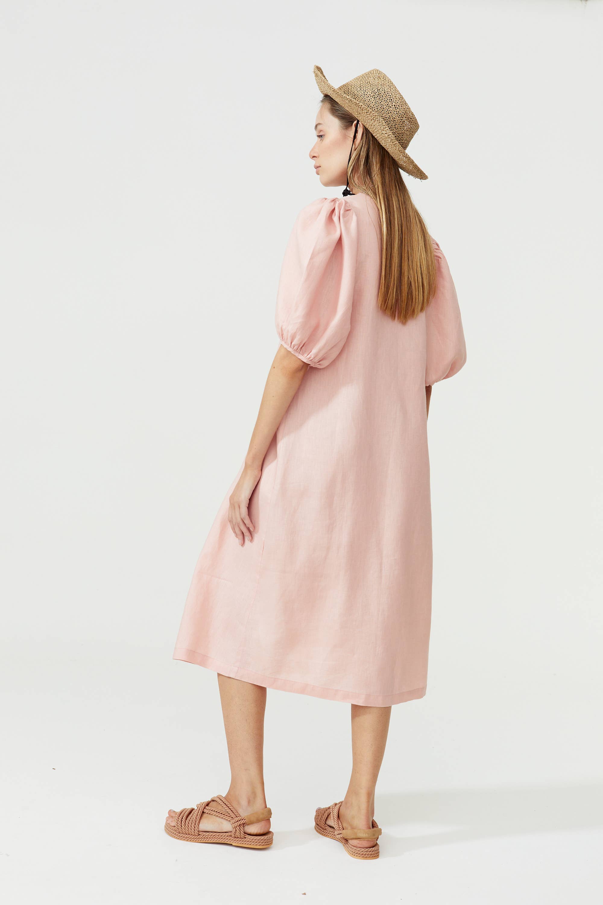 Bubble Linen Dress - multi