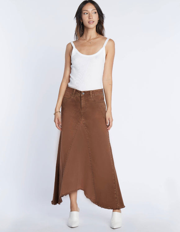 Selma Denim Skirt - Rust brown