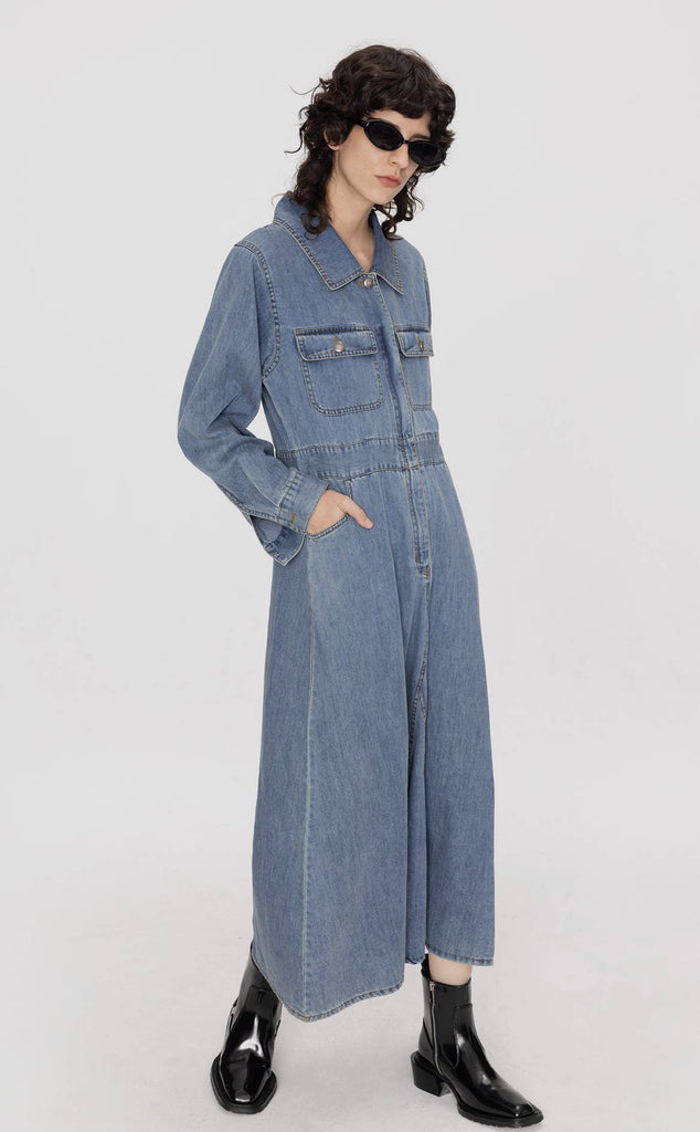 Steelblue Denim Maxi Dress