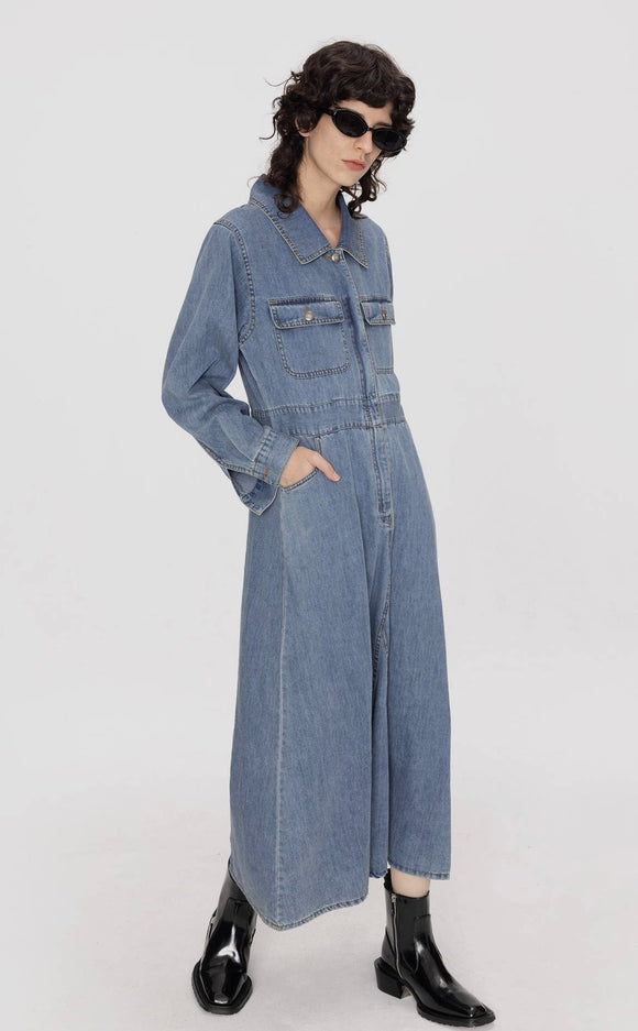 Steelblue Denim Maxi Dress