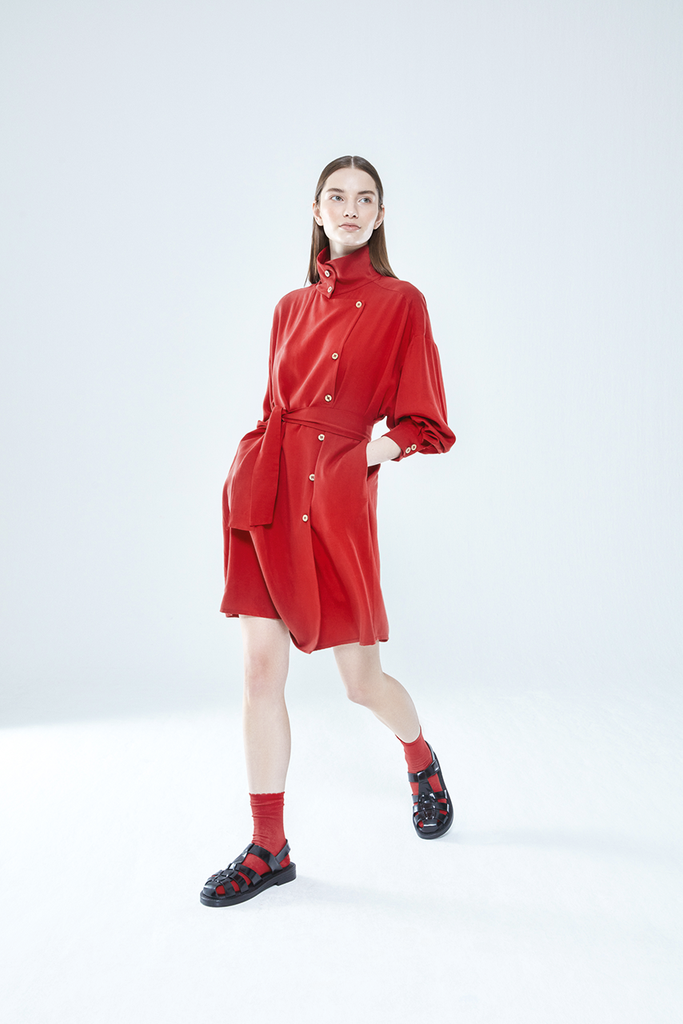 Lightweight Trench Dress - Crimson