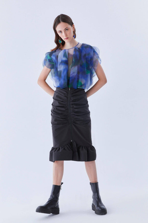 Ruched Mermaid Black Skirt
