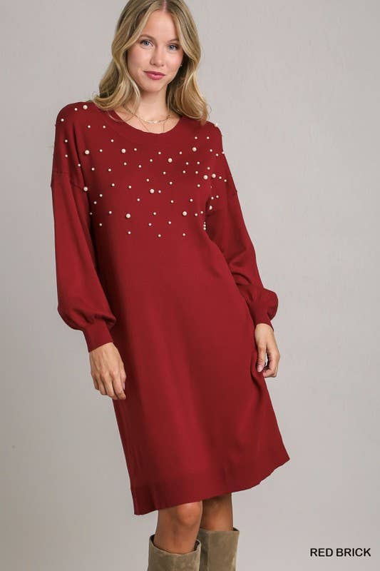Fiona Sweater Dress - Red Brick